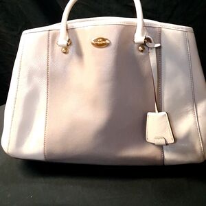 Authentic Coach Tan/Cream Shoulder Bag with Gold Details